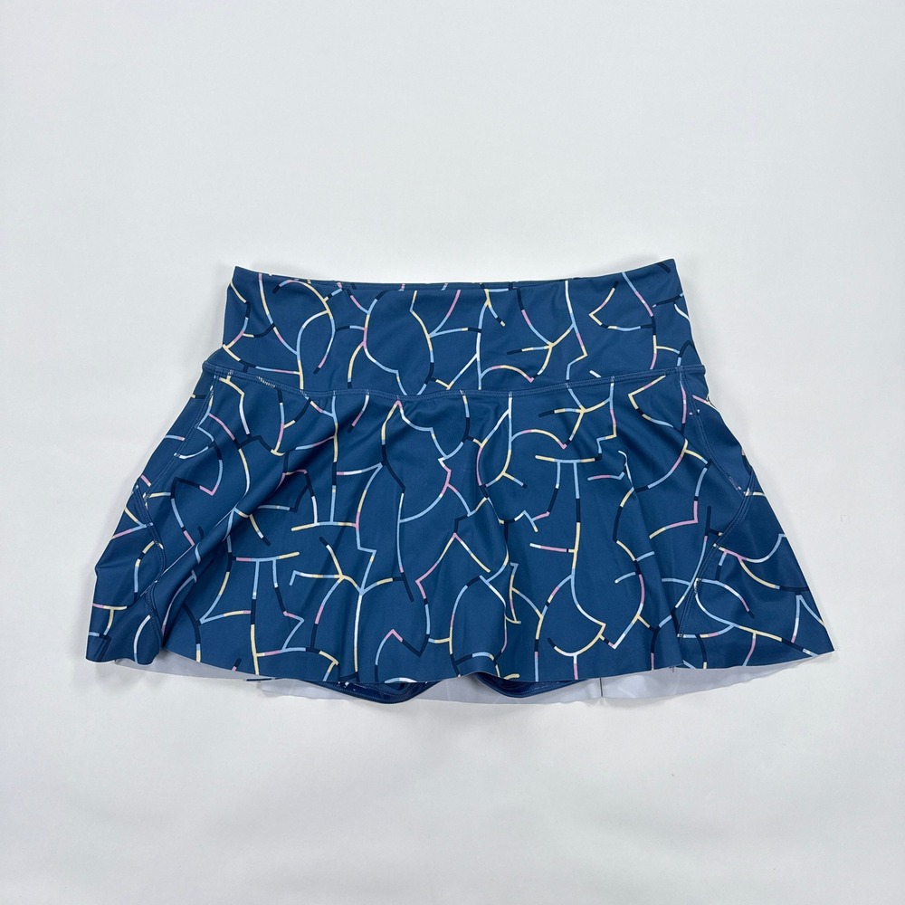 Athleta Ace‎ Printed Tennis Skort Womens Large Blue Abstract Athletic Preppy